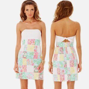 Lilly Pulitzer Franco Patchwork Strapless Tie Back Mini Dress SIZE 4